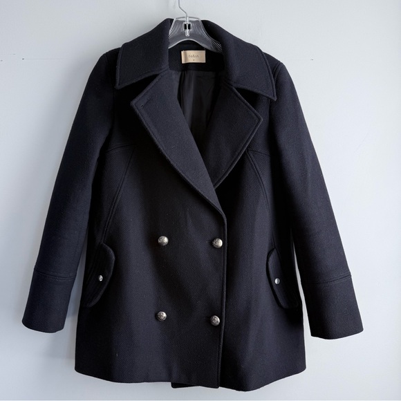 ba&sh Skimma Wool Blend Double Breasted Peacoat Jacket Navy 0 XS Oversized Boxy - Picture 9 of 16